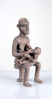 Anyi Mother Twins African Art Statue Figurine Sculpture