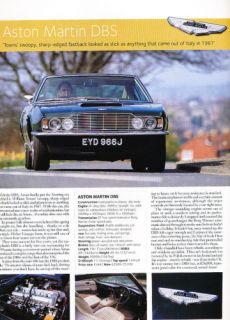 1967 1968 Aston Martin DBS Classic Original Article