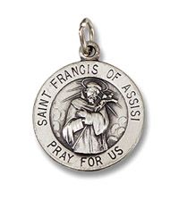   Vintage Style Sterling Silver St St. Saint Francis of Assisi Medal