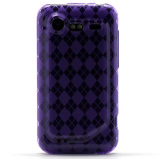 clear purple argyle tpu candy skin case cover for verizon htc 