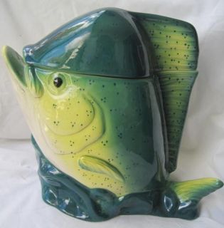 Ross Art Handpainted Fish Cookie Jar Very RARE