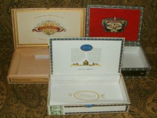   TEN LONGER WOODEN DECORATED BOXES. ARTURO FUENTE, AMERICAN AND MORE