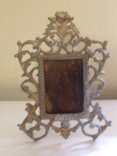 Antique Art Nouveau Brass Easel Table Vanity Mirror Frame