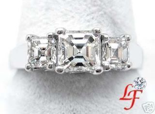 05 Ct Asscher Cut 3 Stone Diamond Engagement Ring