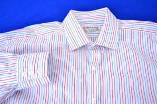 Mint $365 Turnbull ASSER Shirt 17 x 38 White w Blue Red Stripes