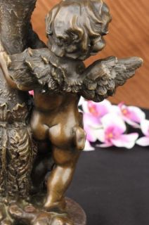 Vintage Bronze Putti Cherub Figure Sculpture by Moreau Mythical Angel 