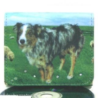Australian Shepherd Dog Bejeweled Fashion Mini Wallet