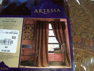 Artesia Deep Wine Parisian Curtains Pair Retail $120
