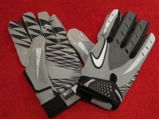 Mens Nike Vapor Jet Synthetic Football Receiver Gloves White Gray 