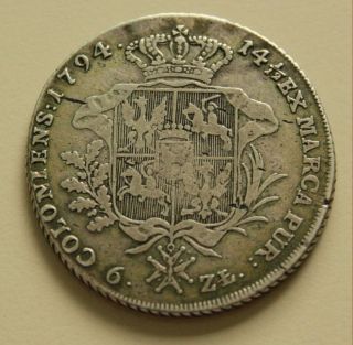    Poland Thaler Crown 6 Zlotych Silver coin King Stanislaus Augustus