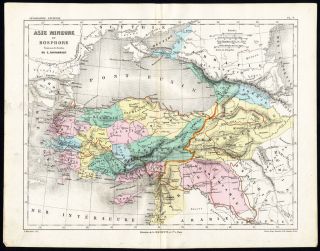 Antique Map ASIA MINOR TURKEY BOSPHORUS MIDDLE EAST SYRIA PERSIA 