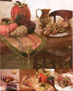   Autumn/Fall Table Top   Runner, Pumpkin, Eggplant, Gourd, Napkin