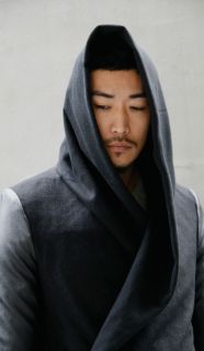 Avant Garde Dark Edge Mod Mens Slim Fit Designer Cross Hooded Coat by 
