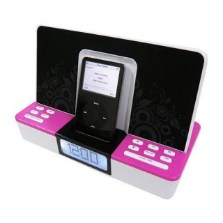 Sound X Dual Alarm Clock Radio and iPod Dock   Pink (SMD411P)