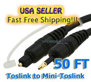Toslink to Mini Plug Optical SPDIF Audio Cable 50ft
