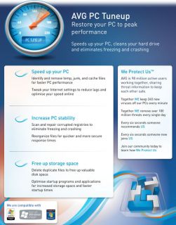 New AVG PC TuneUp 2012 3PC / 1Year Windows XP/Vista/7 PC Speed Tune up 