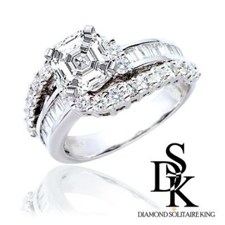 Engagement Anniversary Diamond Ring 2 15 Ct Asscher Cut 14k White Gold 