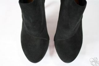 COACH Astrid Black Suede Leather Ankle Boots Shoes
