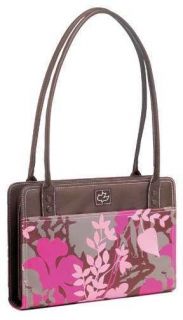 Bible Cover Floral Handbag Style w Strap Pink Brown LG