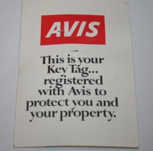 a75 avis rental vintage registered key tag key chain