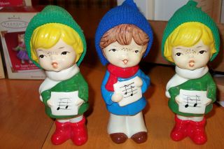 lot 3 VINTAGE CHRISTMAS CHOIR figures BOY GIRLS ceramic Hand MADE in 