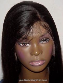 Beautiful New Black Human Hair Yaki Straight Front Lace Wig