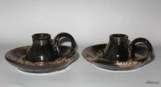 Pinecroft Pottery Canada Vintage Candleholders Pair