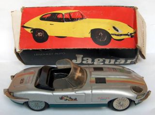Old Lendulet Jaguar Rallye Service Car Friction Tin Toy
