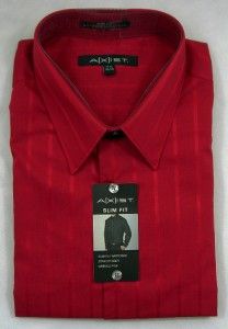 new mens axist slim fit wrinkle free dress shirt red