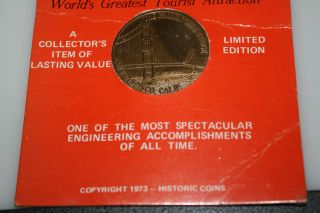    Golden Gate Bridge Coin 1973 Joseph B Strauss Uncirculated Sealed