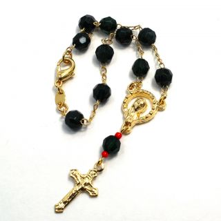 Jet Black Coral 6 Lady Teens Bracelet Evil Eye Azabache Rosary 