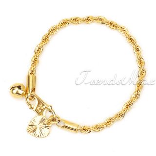   Baby Chain GF Jewelry 18K Gold Filled Heart Bell Charm Bracelet