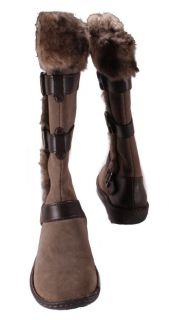 BOC Born Womens Dunlavin Taupe Leather Suede Fuax Fur Knee High Boots 