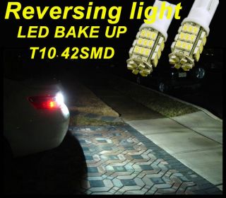 2X White T10 Reverse Lamp Light Bulb 42SMD LED Back Up Backup Xenon 