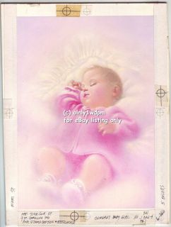    Pretty in Pink Baby GIRL Child NORCROSS Greeting Card Painting Illus
