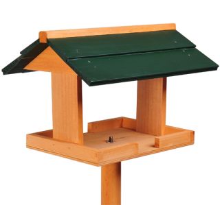 New Pawhut Wooden Bird Feeder House with Green Roof