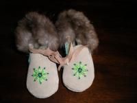 Infant Fur Beaded Moccasins Baby Eskimo Shoes Native