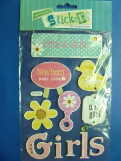 Baby Girl 3D Stickers Card Toppers Scrapbooking