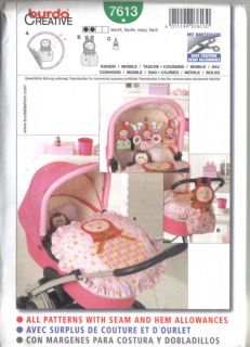 Burda 7613 Baby Accessories Stroller Mobile Patterns