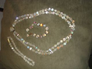    Aurora Borealis Necklace Bracelet Earrings Set Plus Another Necklace