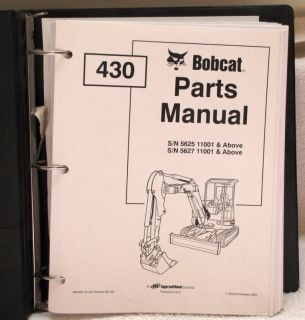 Bobcat 430 Backhoe Parts Manual 562511001 and Above