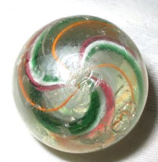 Antique Hand Made Swirl Toy Candy Swirl Glass Marble Latticino Art 