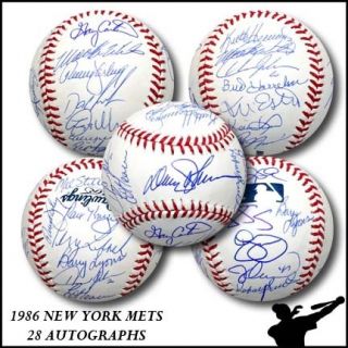 1986 New York Mets Team Signed Auto ROMLB Baseball Ball World Series 