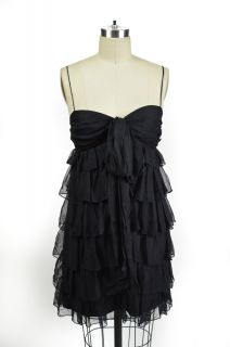 Collection by Alan Schwartz Black Tiered Ruffled Spaghetti Strap 
