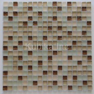 Glass Mosaic Tile Kitchen Backsplash Brown Beige Waived