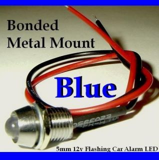 12V Blue Flashing Dummy Fake Car Alarm LED Light Dash Mount Bonded 