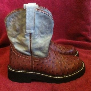 Ariat Fatbaby Mocha Ostrich 14717 Size 6 B Cowgirl Western Boots