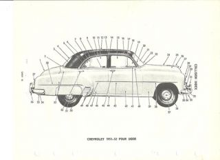 1951 52 Chevrolet 4 Door Exterior Body Parts Guide