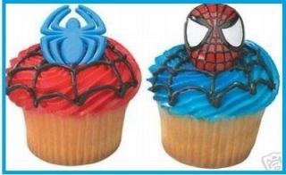   CAKE TOPPER CUPCAKE RINGS SPIDERMAN 12 BAKERY SUPPLIES BIRTHDAY PARTY