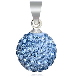 Fashion Jewelry Skyblue Pave Crystal Ball Pendant Necklace